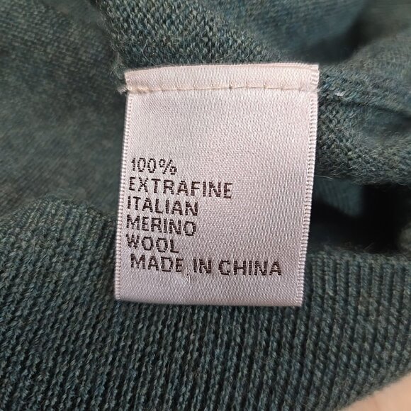 Peter Millar V Neck Sweater Mens Size Large Green 100% Merino Wool Pullover - Picture 9 of 10